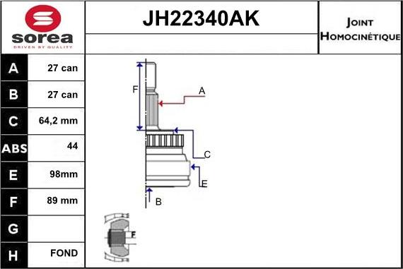 Sera JH22340AK - Šarnīru komplekts, Piedziņas vārpsta ps1.lv