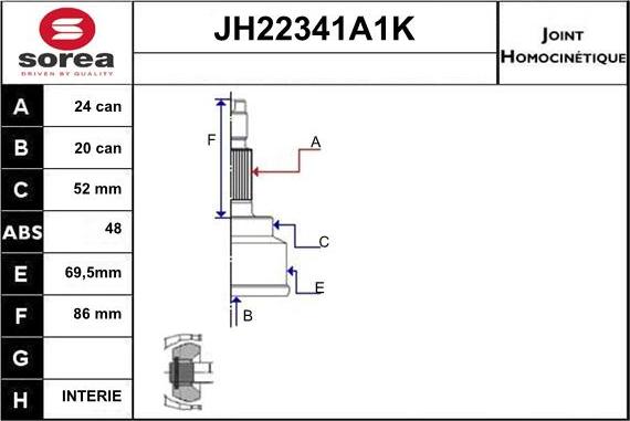 Sera JH22341A1K - Šarnīru komplekts, Piedziņas vārpsta ps1.lv