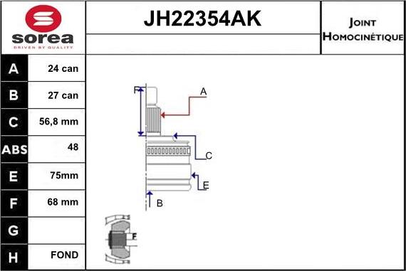 Sera JH22354AK - Šarnīru komplekts, Piedziņas vārpsta ps1.lv