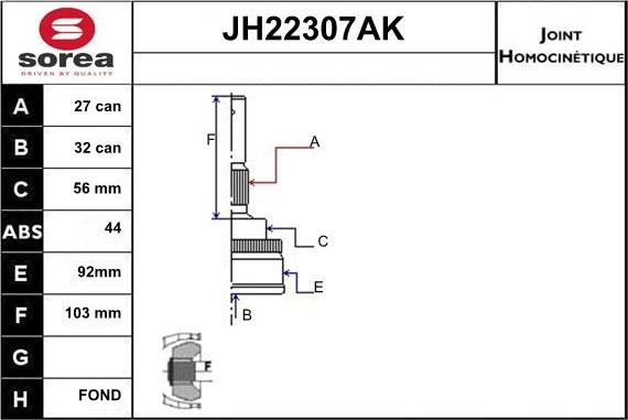 Sera JH22307AK - Šarnīru komplekts, Piedziņas vārpsta ps1.lv