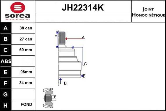 Sera JH22314K - Šarnīru komplekts, Piedziņas vārpsta ps1.lv