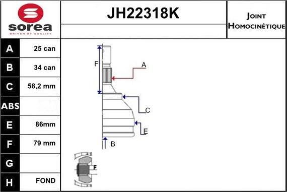 Sera JH22318K - Šarnīru komplekts, Piedziņas vārpsta ps1.lv