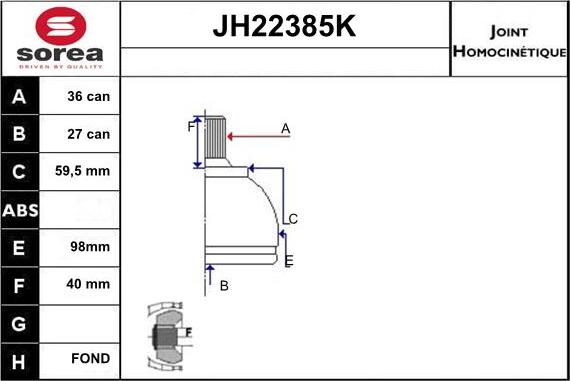 Sera JH22385K - Šarnīru komplekts, Piedziņas vārpsta ps1.lv