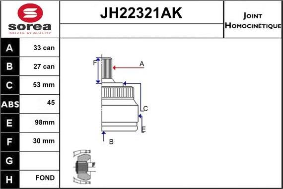 Sera JH22321AK - Šarnīru komplekts, Piedziņas vārpsta ps1.lv