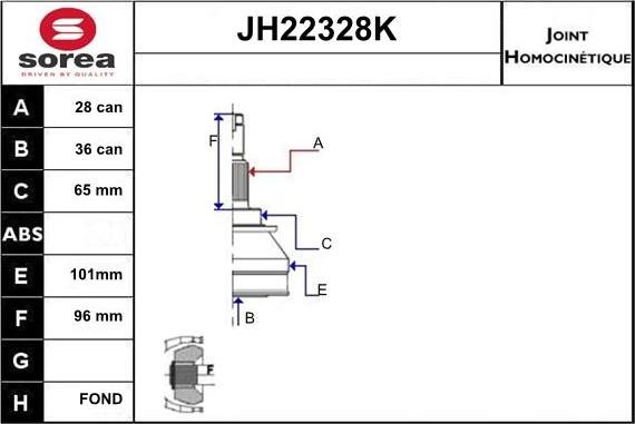 Sera JH22328K - Šarnīru komplekts, Piedziņas vārpsta ps1.lv
