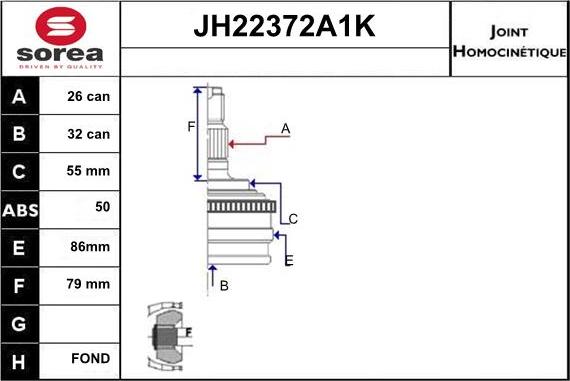 Sera JH22372A1K - Šarnīru komplekts, Piedziņas vārpsta ps1.lv