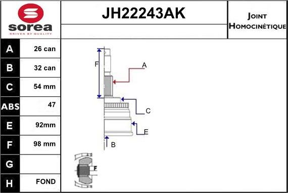 Sera JH22243AK - Šarnīru komplekts, Piedziņas vārpsta ps1.lv