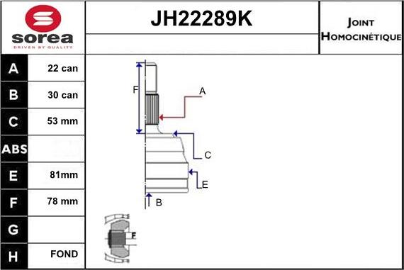 Sera JH22289K - Šarnīru komplekts, Piedziņas vārpsta ps1.lv