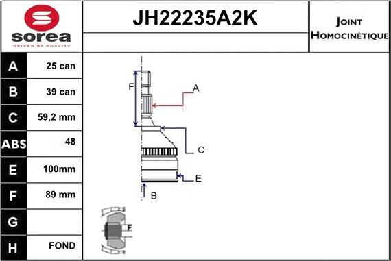 Sera JH22235A2K - Šarnīru komplekts, Piedziņas vārpsta ps1.lv