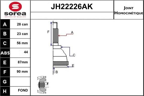 Sera JH22226AK - Šarnīru komplekts, Piedziņas vārpsta ps1.lv