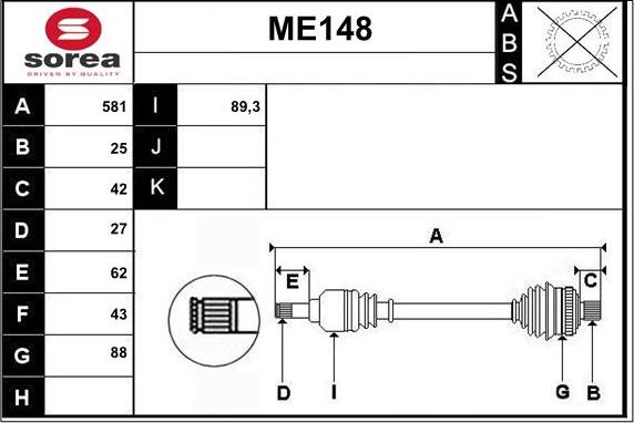 Sera ME148 - Piedziņas vārpsta ps1.lv