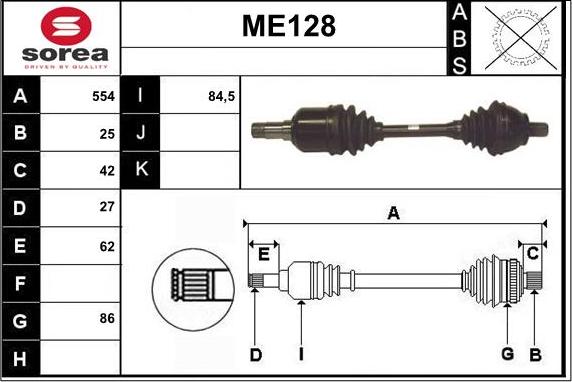 Sera ME128 - Piedziņas vārpsta ps1.lv