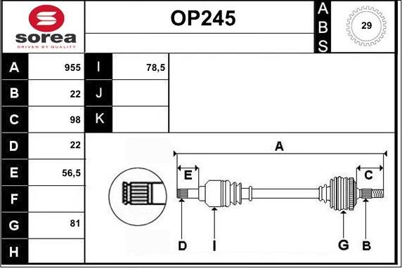 Sera OP245 - Piedziņas vārpsta ps1.lv