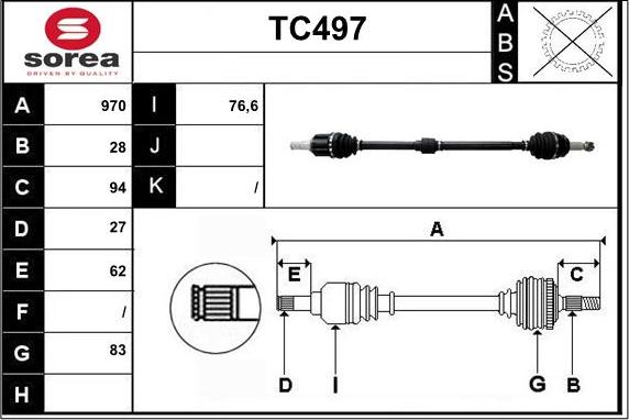 Sera TC497 - Piedziņas vārpsta ps1.lv