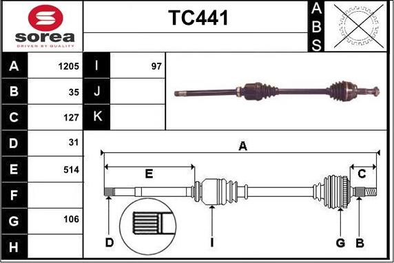 Sera TC441 - Piedziņas vārpsta ps1.lv