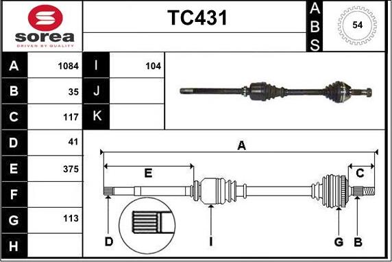 Sera TC431 - Piedziņas vārpsta ps1.lv