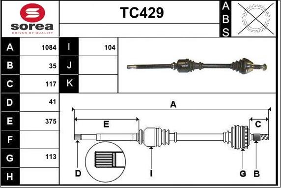 Sera TC429 - Piedziņas vārpsta ps1.lv