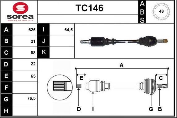 Sera TC146 - Piedziņas vārpsta ps1.lv