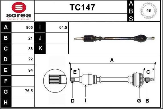 Sera TC147 - Piedziņas vārpsta ps1.lv