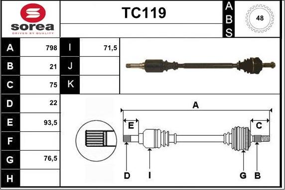 Sera TC119 - Piedziņas vārpsta ps1.lv