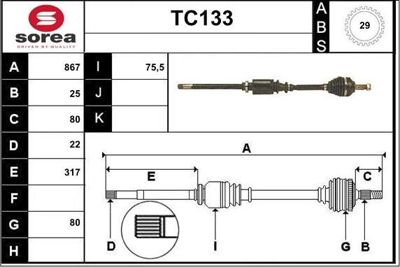 Sera TC133 - Piedziņas vārpsta ps1.lv