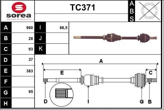 Sera TC371 - Piedziņas vārpsta ps1.lv