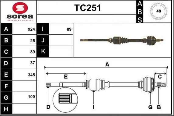Sera TC251 - Piedziņas vārpsta ps1.lv