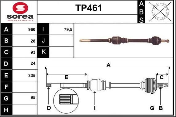 Sera TP461 - Piedziņas vārpsta ps1.lv