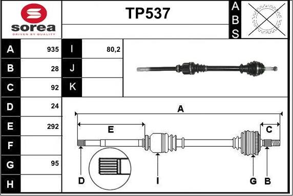 Sera TP537 - Piedziņas vārpsta ps1.lv