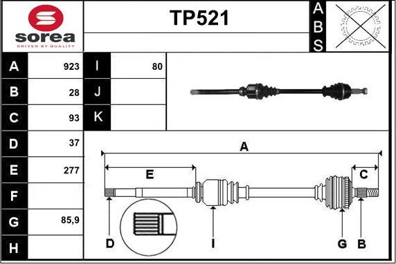 Sera TP521 - Piedziņas vārpsta ps1.lv