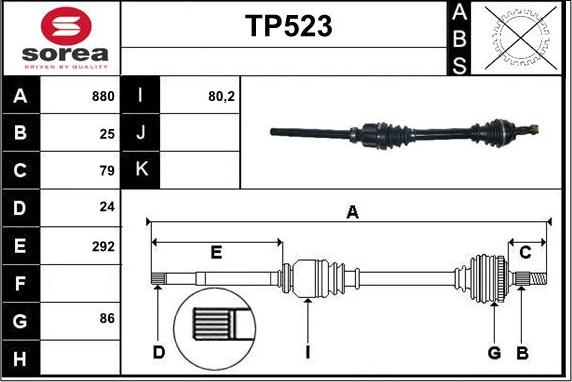 Sera TP523 - Piedziņas vārpsta ps1.lv