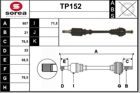 Sera TP152 - Piedziņas vārpsta ps1.lv