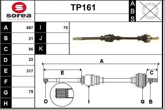 Sera TP161 - Piedziņas vārpsta ps1.lv