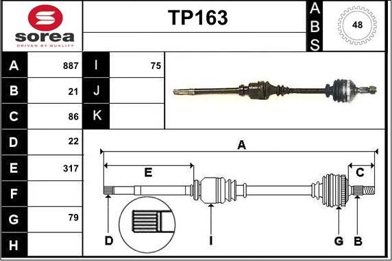 Sera TP163 - Piedziņas vārpsta ps1.lv