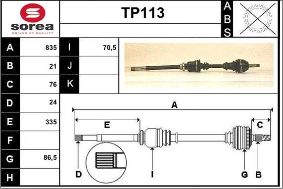 Sera TP113 - Piedziņas vārpsta ps1.lv