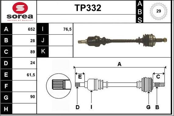 Sera TP332 - Piedziņas vārpsta ps1.lv