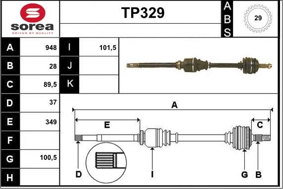 Sera TP329 - Piedziņas vārpsta ps1.lv