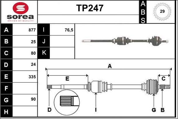 Sera TP247 - Piedziņas vārpsta ps1.lv