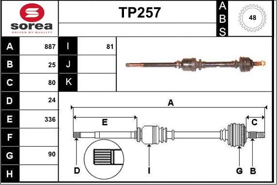 Sera TP257 - Piedziņas vārpsta ps1.lv