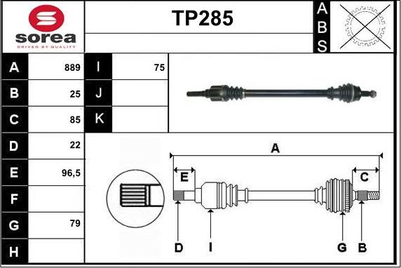 Sera TP285 - Piedziņas vārpsta ps1.lv