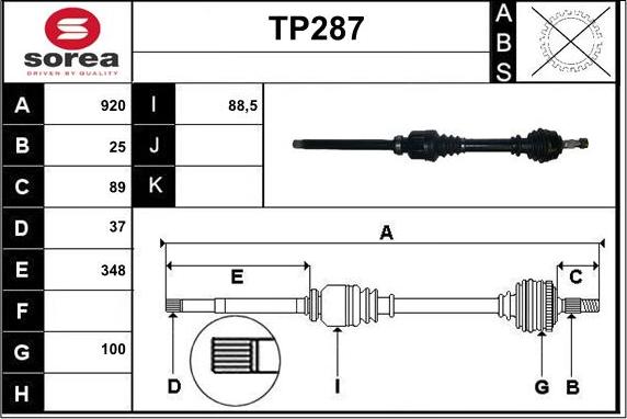 Sera TP287 - Piedziņas vārpsta ps1.lv