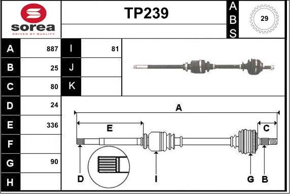 Sera TP239 - Piedziņas vārpsta ps1.lv