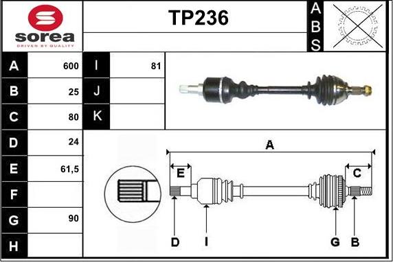 Sera TP236 - Piedziņas vārpsta ps1.lv