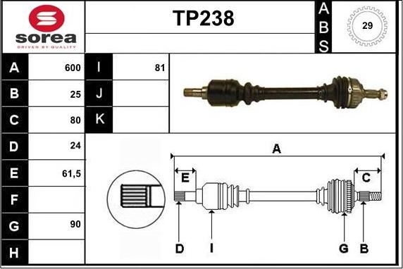 Sera TP238 - Piedziņas vārpsta ps1.lv