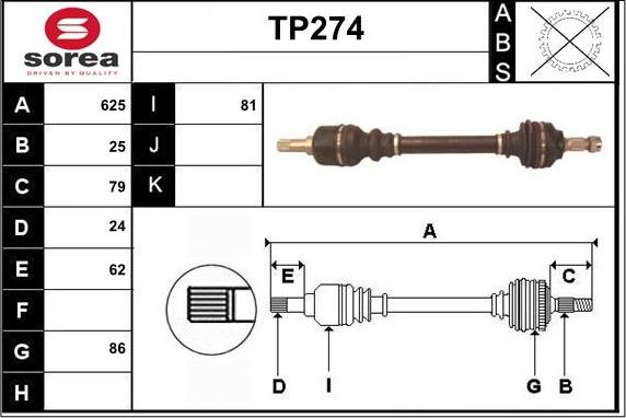 Sera TP274 - Piedziņas vārpsta ps1.lv