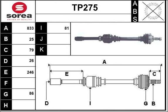 Sera TP275 - Piedziņas vārpsta ps1.lv