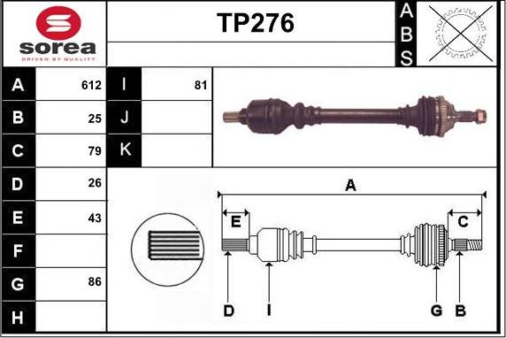 Sera TP276 - Piedziņas vārpsta ps1.lv