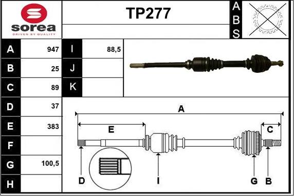 Sera TP277 - Piedziņas vārpsta ps1.lv