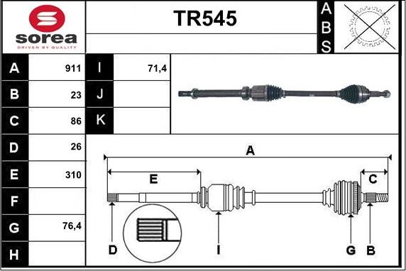 Sera TR545 - Piedziņas vārpsta ps1.lv