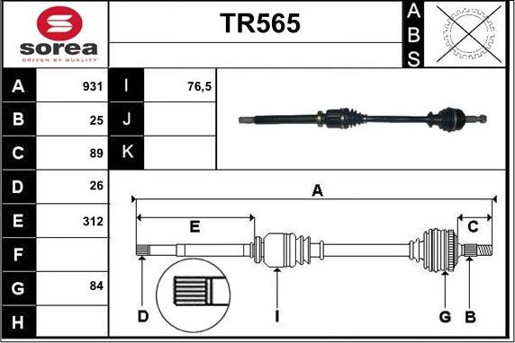 Sera TR565 - Piedziņas vārpsta ps1.lv